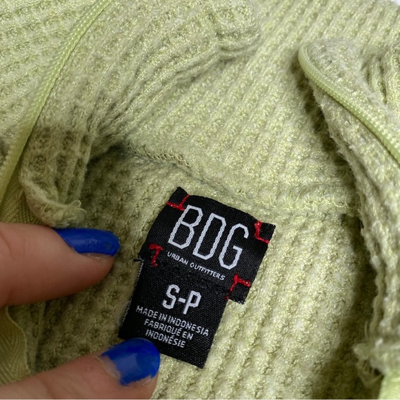Urban Outfitters Waffle Knit Crop Top Size S Mint Green BDG Zip Athletic - Picture 5 of 6